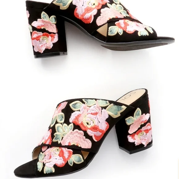 Sole Society Luella Floral Embroidered Heel Mules-9.5 - Picture 2 of 3
